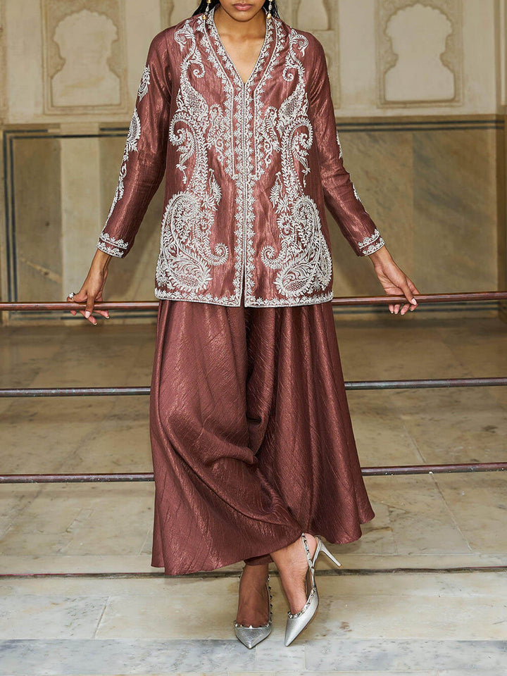 Unique Paisley Pattern Loose Pleated Harem Wide-Leg Pants