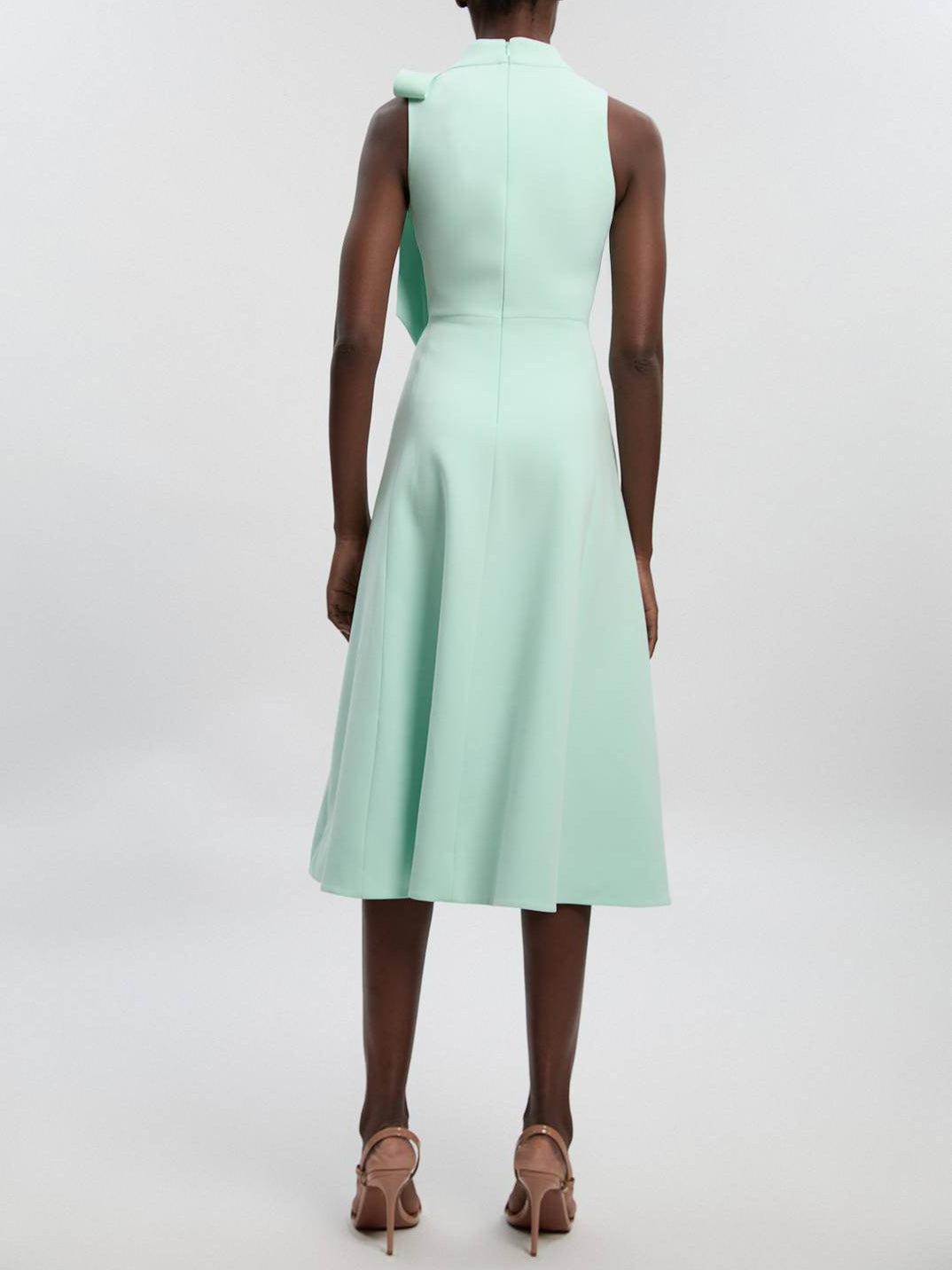 Elegant Sleeveless Bow Detail A-Line Midi Dress