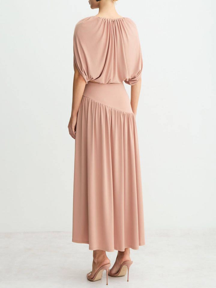 Sexy Ruched Crop Top & Flowy Maxi Skirt Set