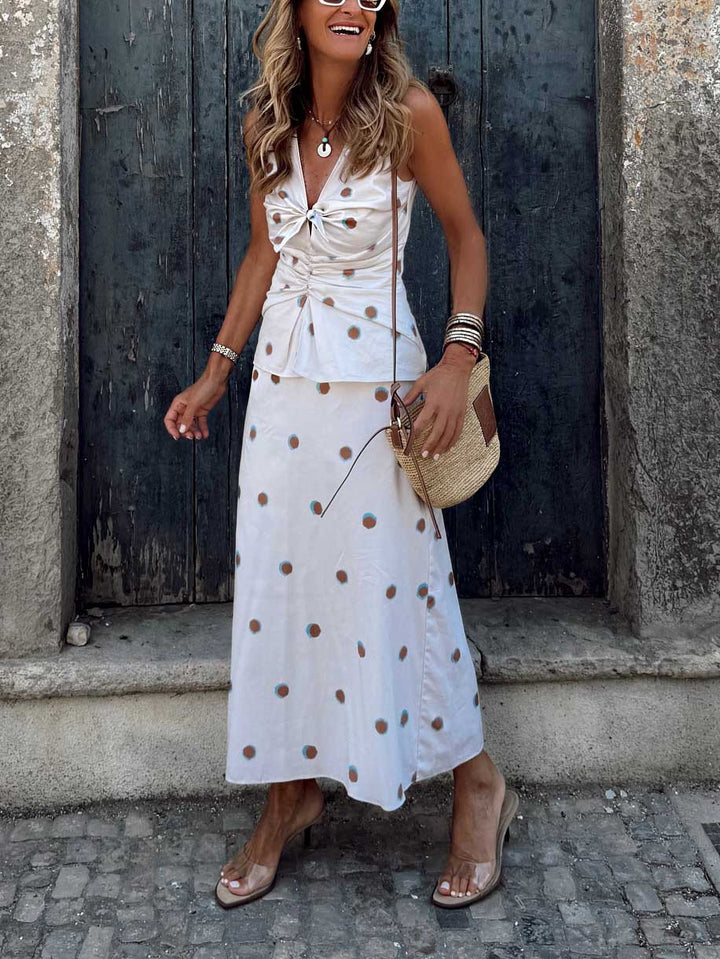 Chic Polka Dot Twist-Front Camisole Top