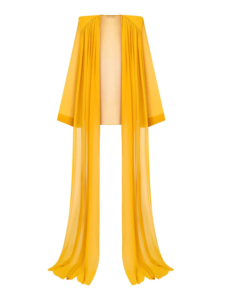 Elegant Draped Chiffon Shirt & Wide Leg Pants Two-Piece Set