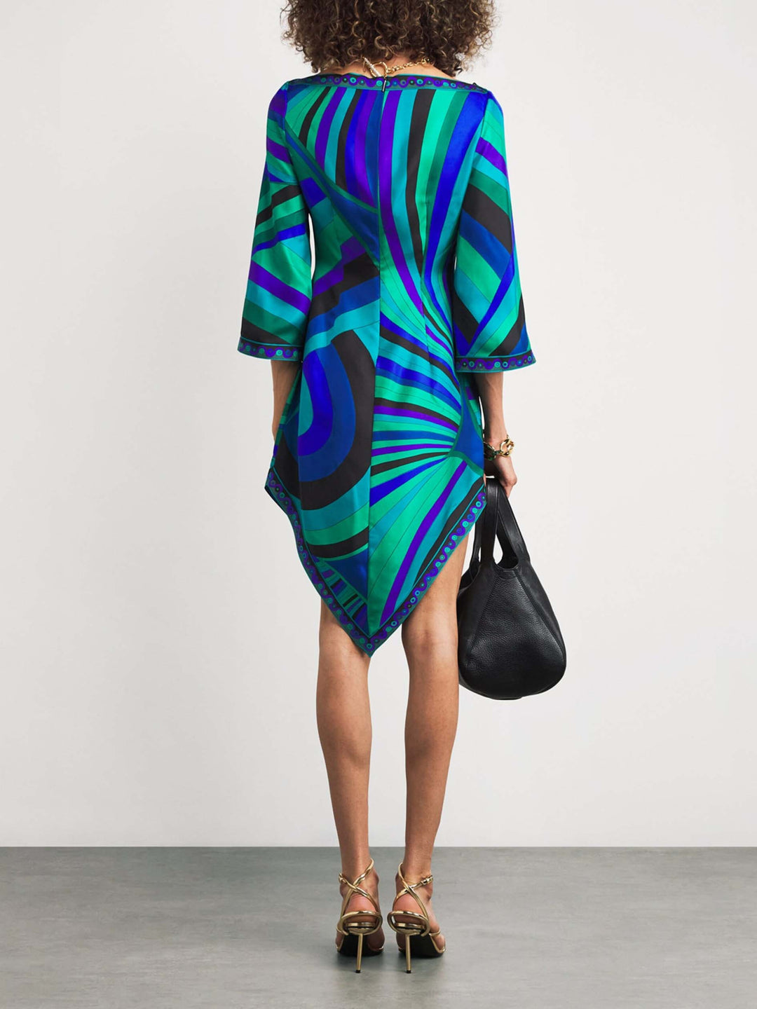 Exquisite Satin Abstract Geometric Print Mini Dress