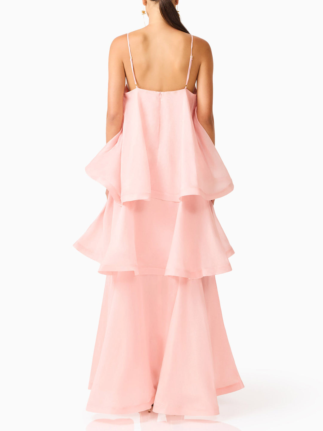Elegant 3D Floral Applique Tiered Gown Maxi Dress