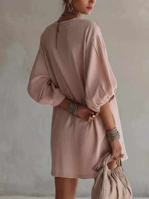 Exquisite V-Neck Embroidered Mini Dress