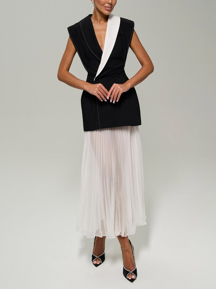 Exquisite High-Waist Pleated Chiffon Maxi Skirt