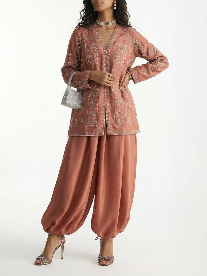 Exquisite Elastic Waist Satin Tapered Lantern Pants