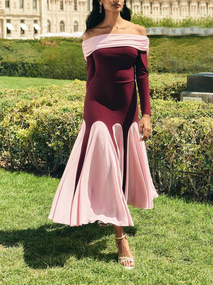 Elegant Mesh Two-Tone Panel Skirt