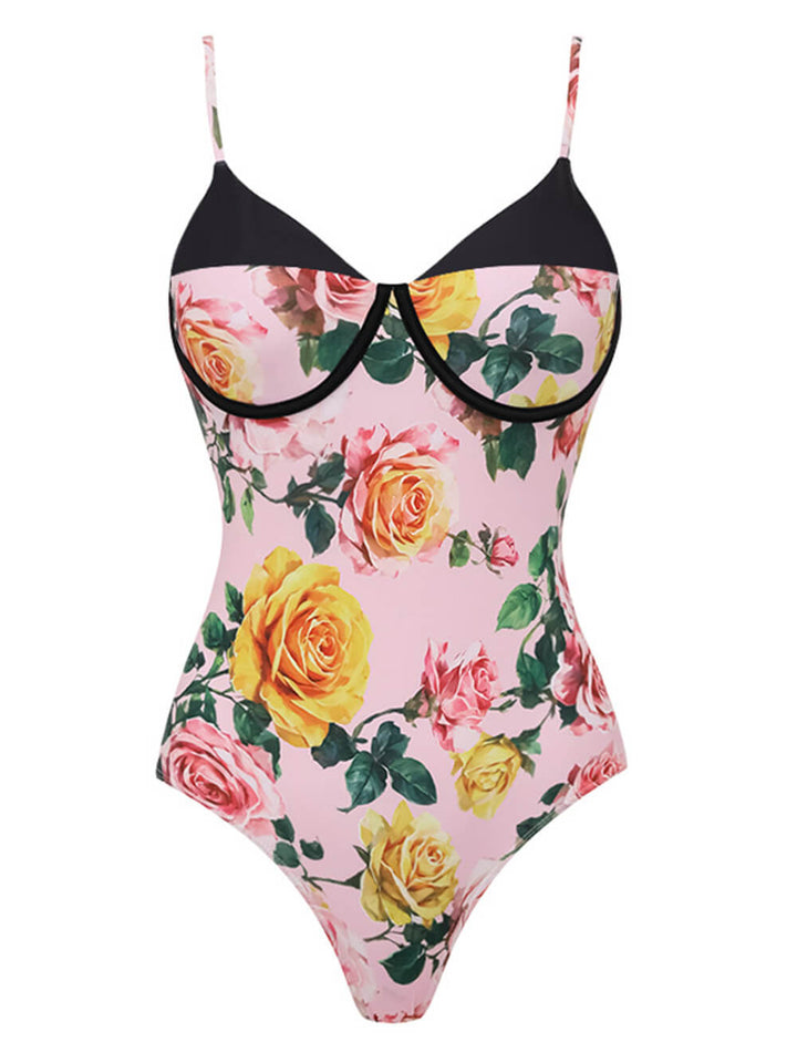 Exquisite Printed Spaghetti Strap Structured One-Piece Swimsuit