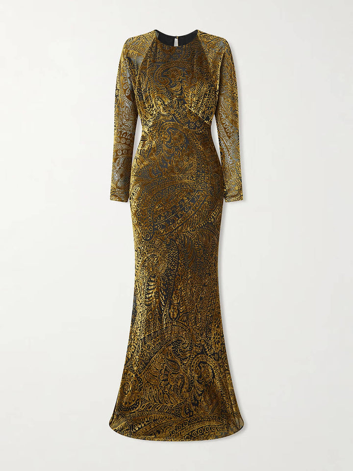 Fashionable Printed Asymmetrical Fitted Maxi Dress