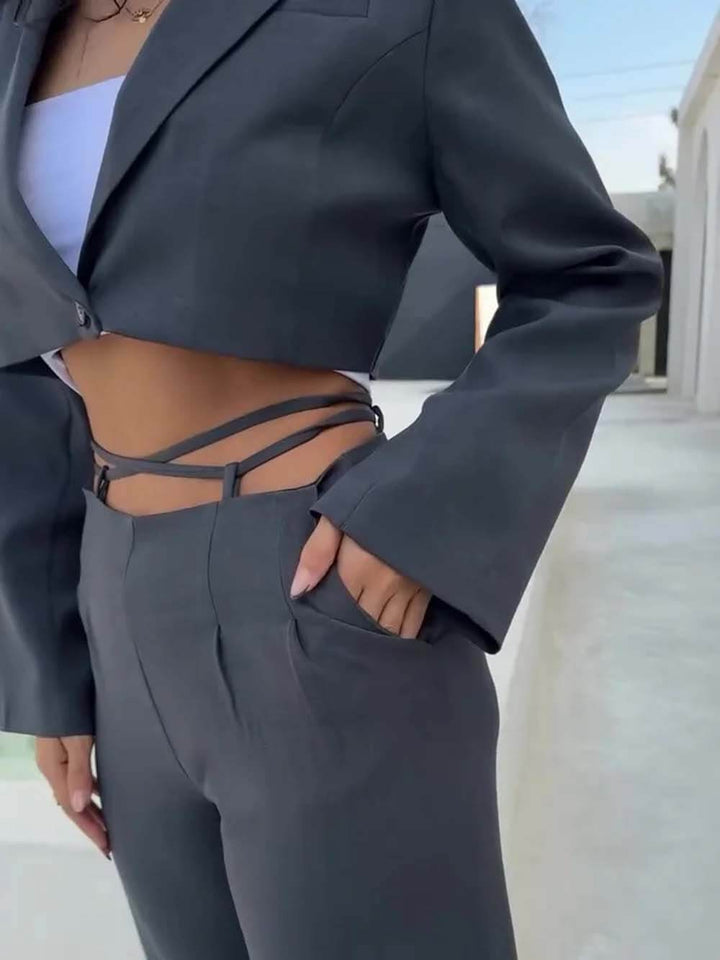 Unique Fashion Collared Cropped Blazer