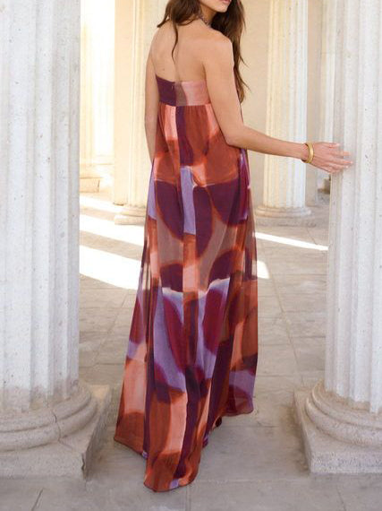 Abstract Watercolor Print Maxi Dress & Kimono Two-Piece Set