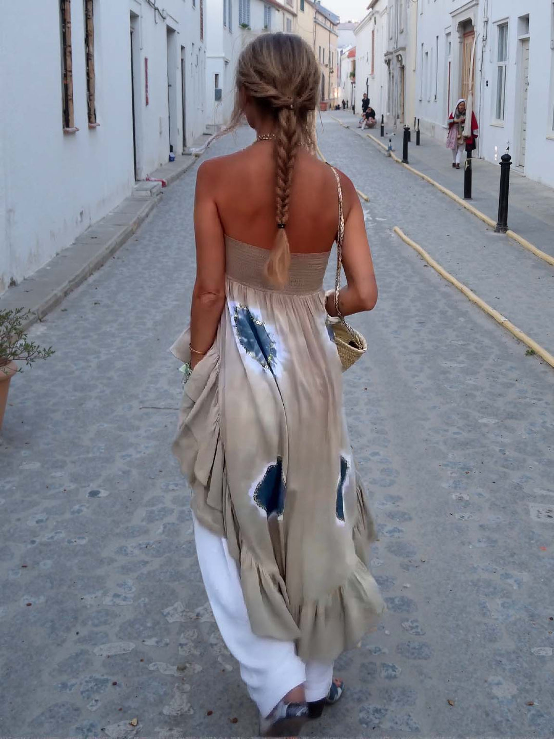 Bohemian Style Layered Ruffled Strapless Two-piece Set