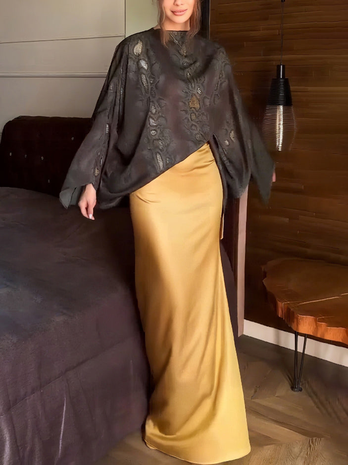 Elegant High-Waist Satin Maxi Skirt
