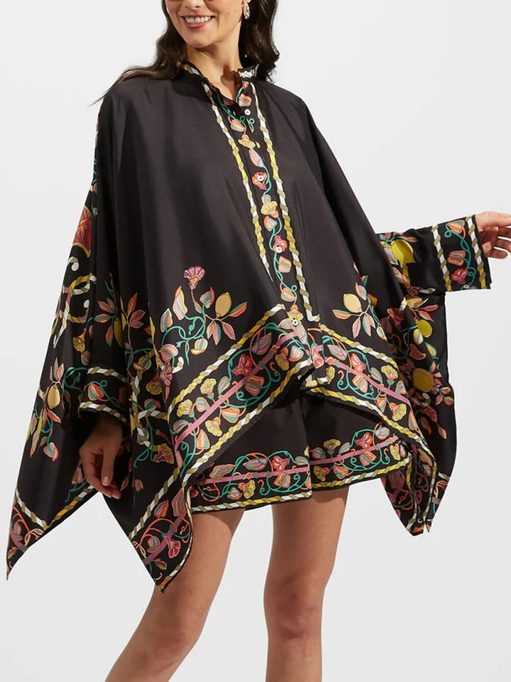 Unique Asymmetrical Floral Print Oversized Shirt
