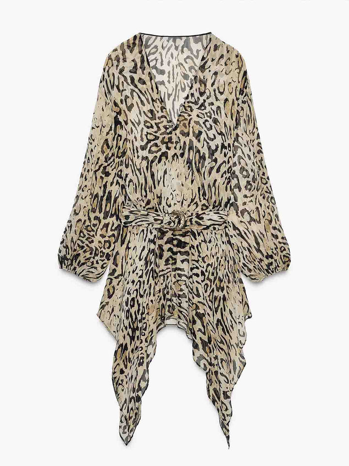 Casual Personalized Animal Print Irregular Hem Shirt