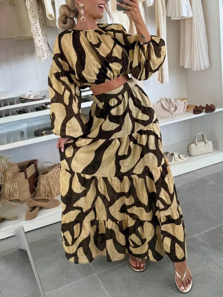 Effortless Artistry Printed Linen High-Waist Maxi Skirt