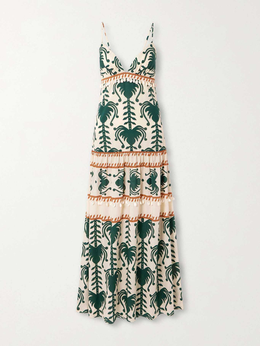Casual Palm Tree Print V-Neck Tiered Maxi Dress