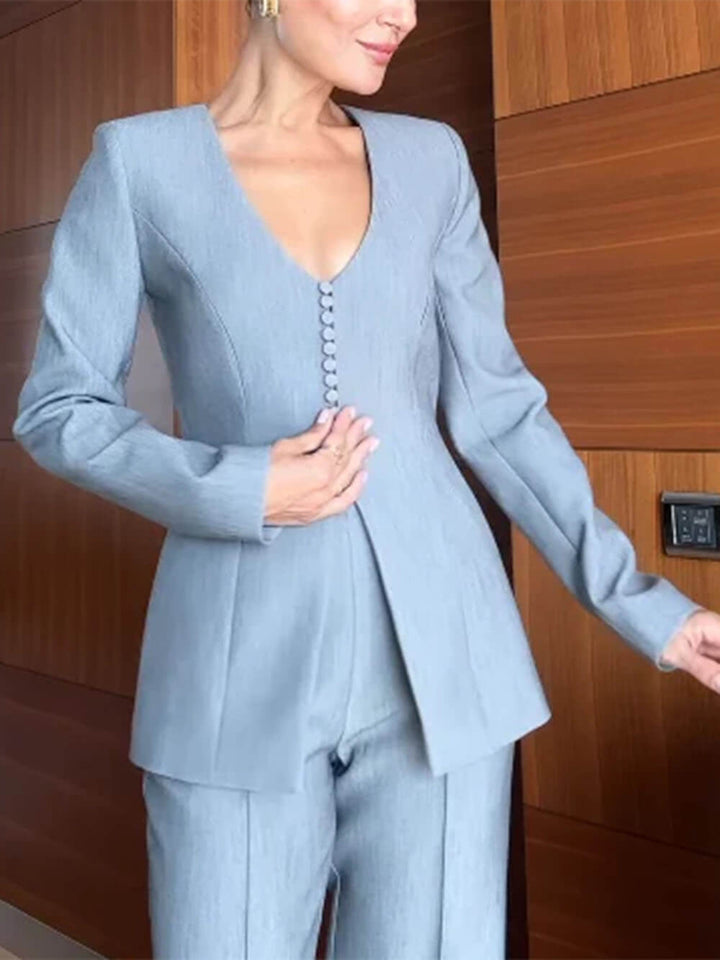 Delicate High-Waisted Pocket Straight-Leg Trousers