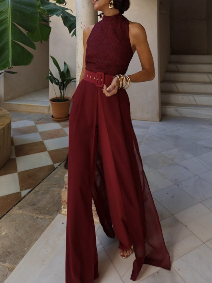 Elegant Lace Halter Neck Jumpsuit
