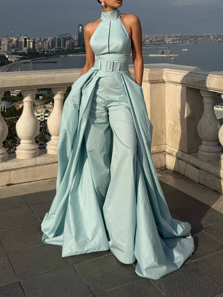 Elegant Halter Top & Wide-Leg Pants Two-Piece Set
