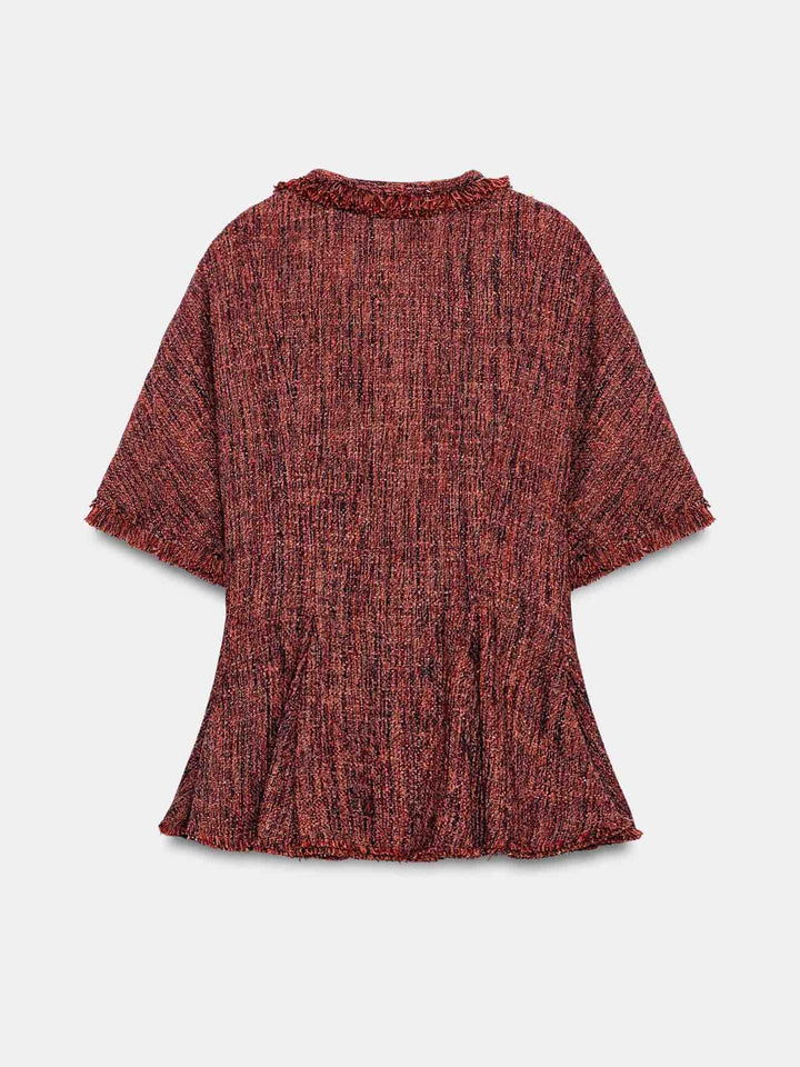 Tweed Peplum Top & Black Shorts Two-Piece Set