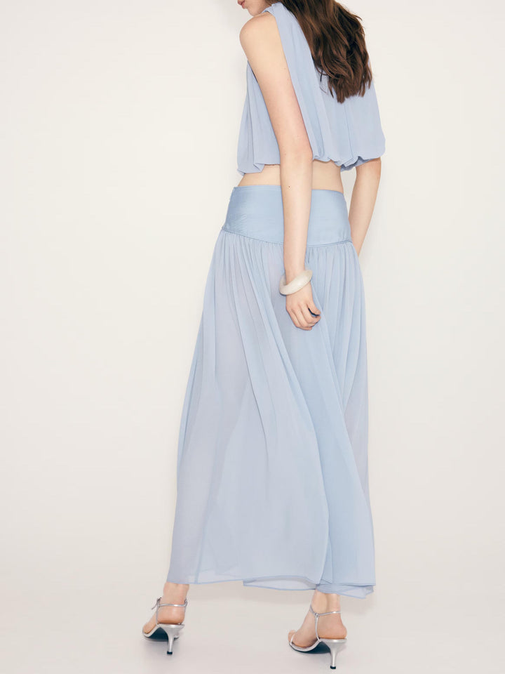 Elegant Crop Top & Slit Skirt Two-Piece Set