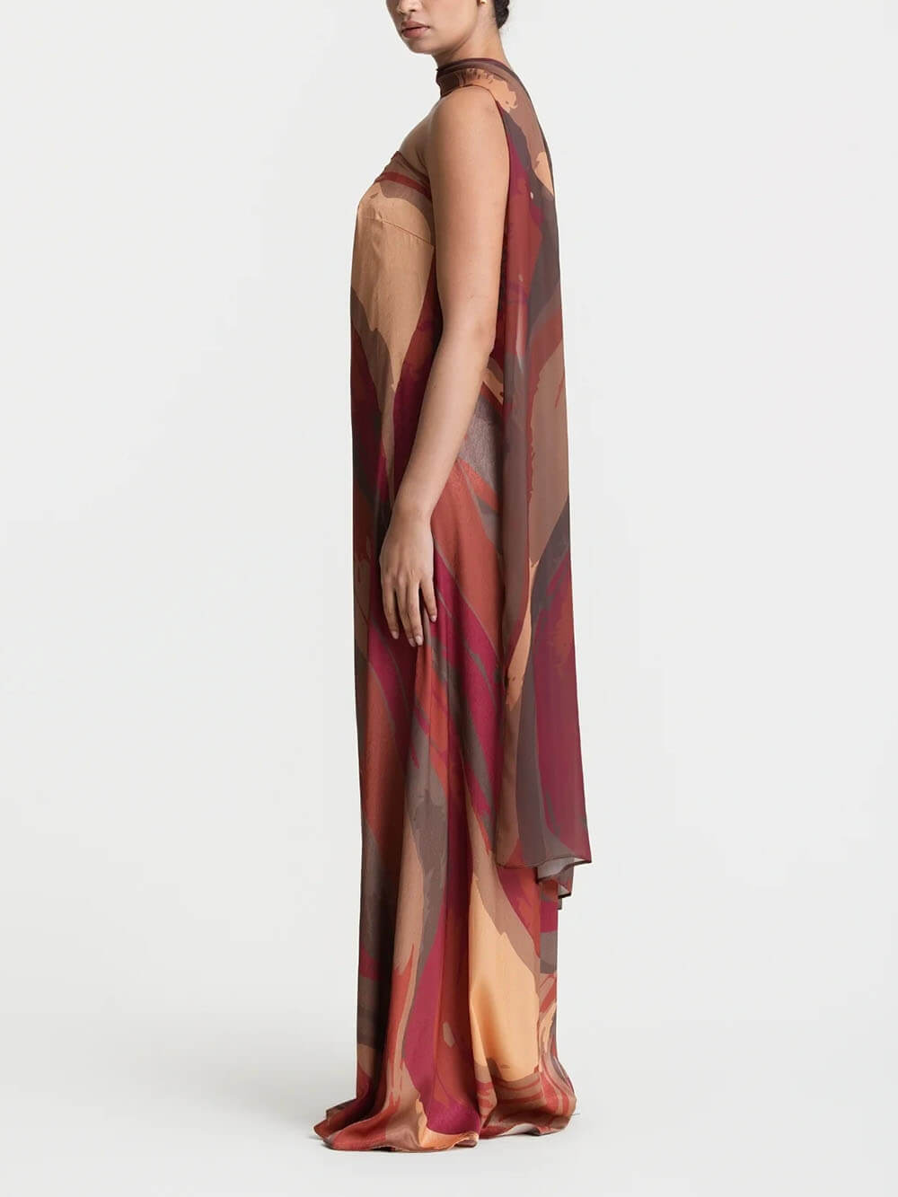 Elegant Strapless Shawl-Style Flowing Maxi Dress
