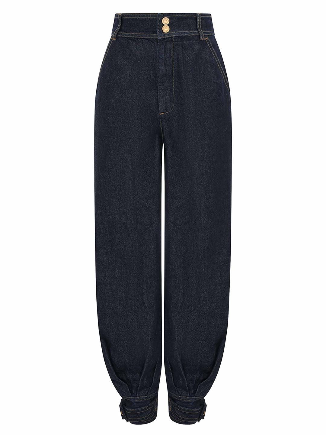 Modern Denim Cape Top & High-Waist Tapered Pants Two-Piece Set