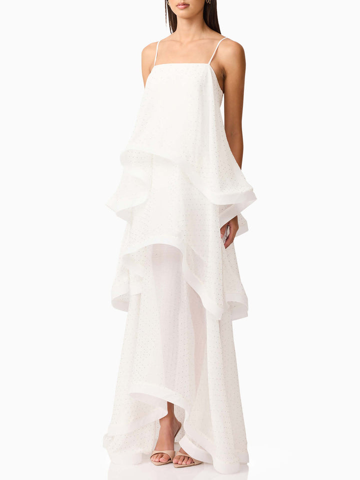 Egant Black Polka Dot Tiered Ruffle Maxi Dress