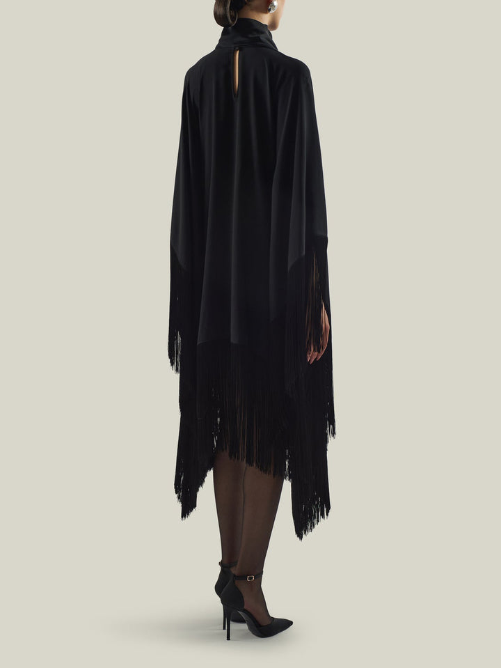 Elegant Fringe Cape Mini Dress