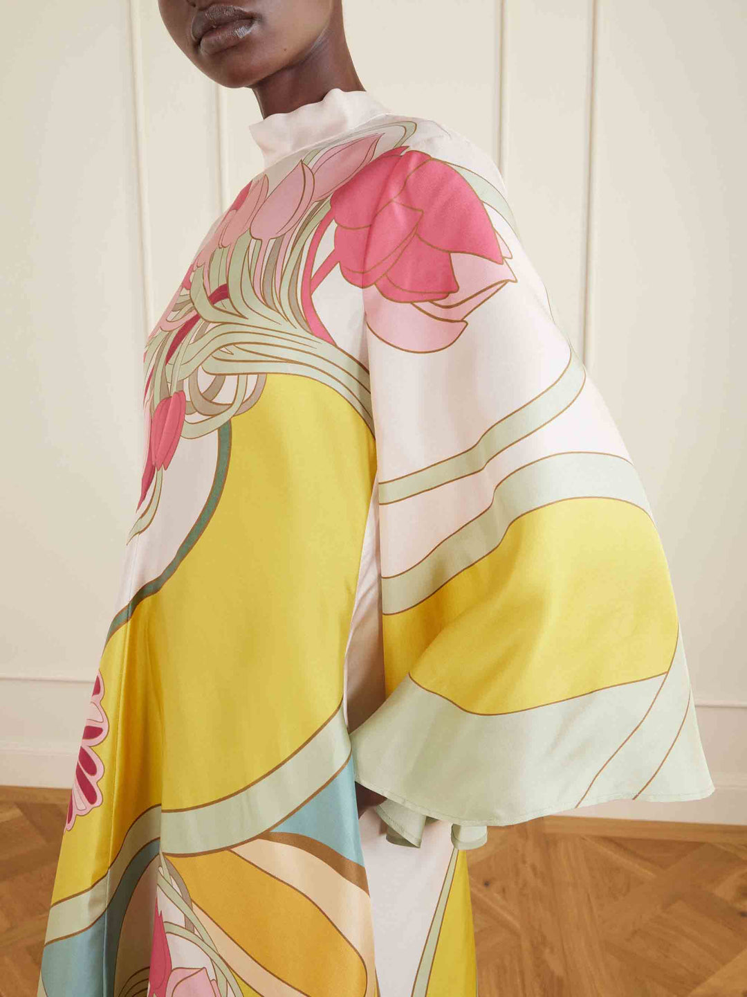 Exquisite Satin Floral Print Loose-fitting Maxi Dress