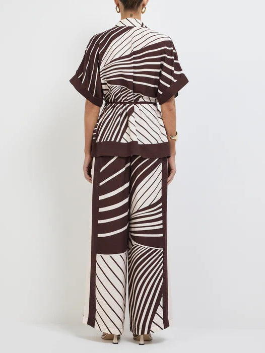 Chic Abstract Stripe Suit Collar Shirt