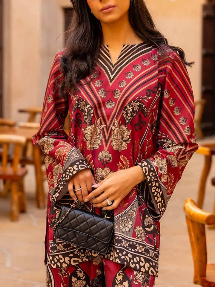Unique Floral Patchwork With Elastic Waist Wide-Leg Pants