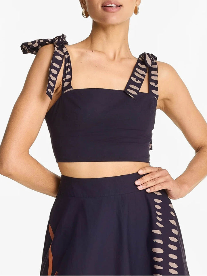 Exquisite Square Neck Bow-Tie Cropped Tank Top