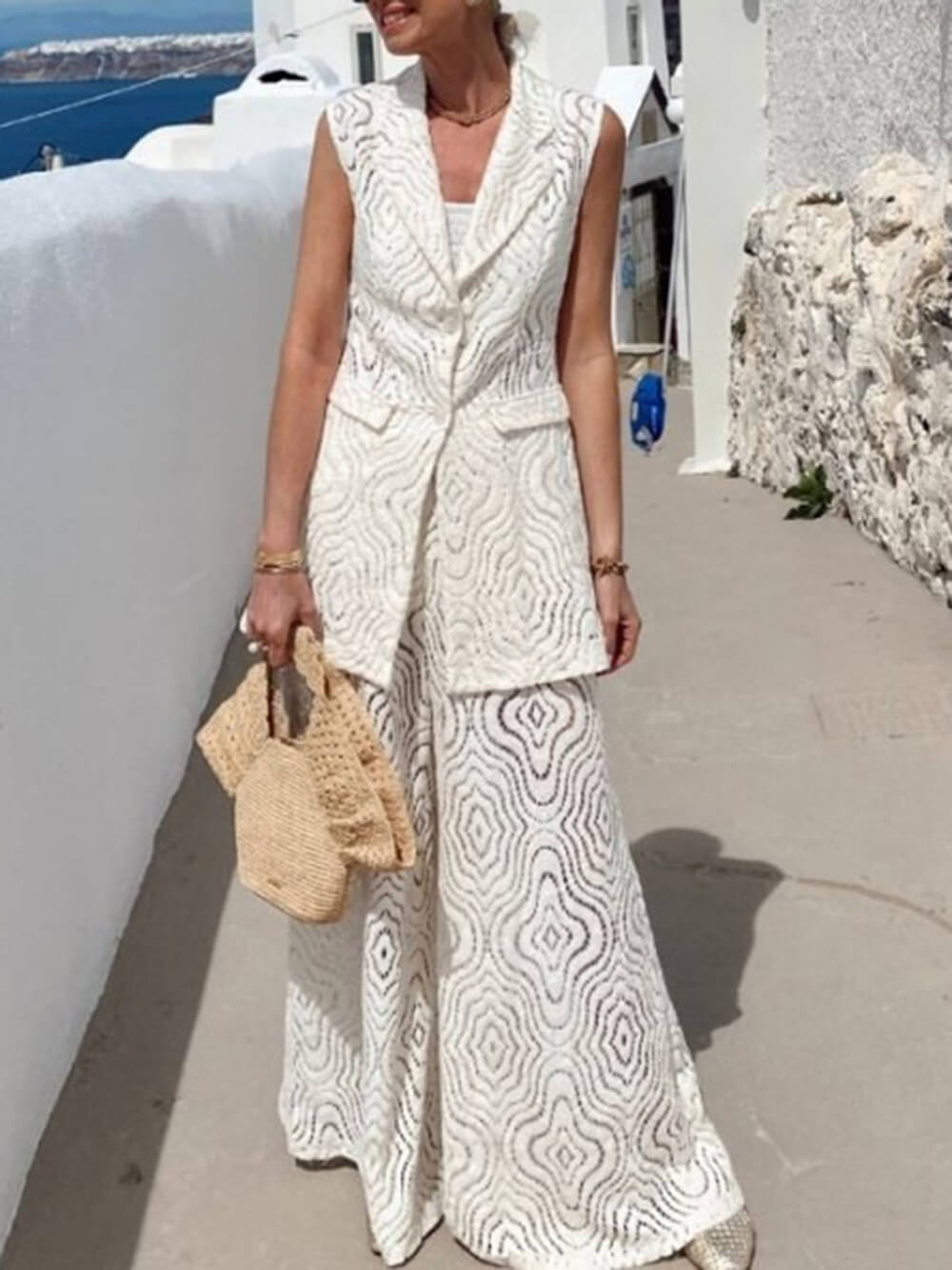 Boho Grace Crochet Lace Flare Pants