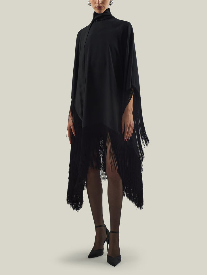 Elegant Fringe Cape Mini Dress