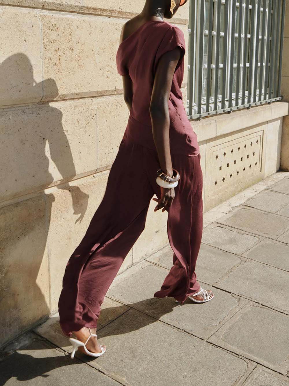 Casual Ruched High-Waist Wide-Leg Pants