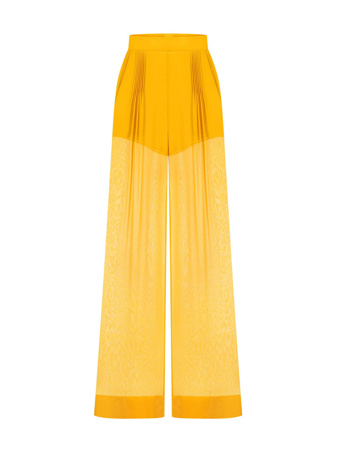 Elegant Draped Chiffon Shirt & Wide Leg Pants Two-Piece Set
