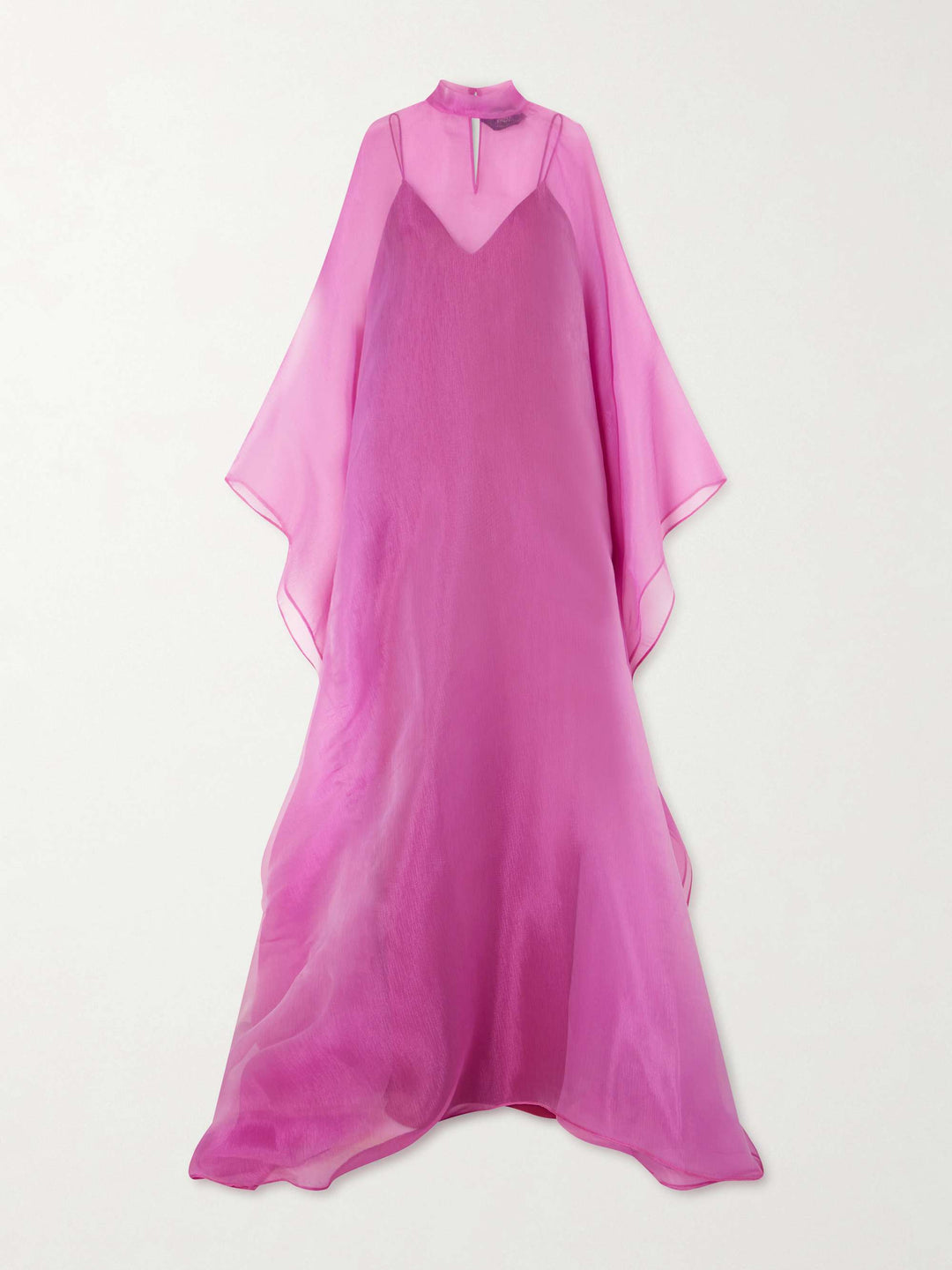 Elegant Sheer Chiffon Cape Sleeve Maxi Dress