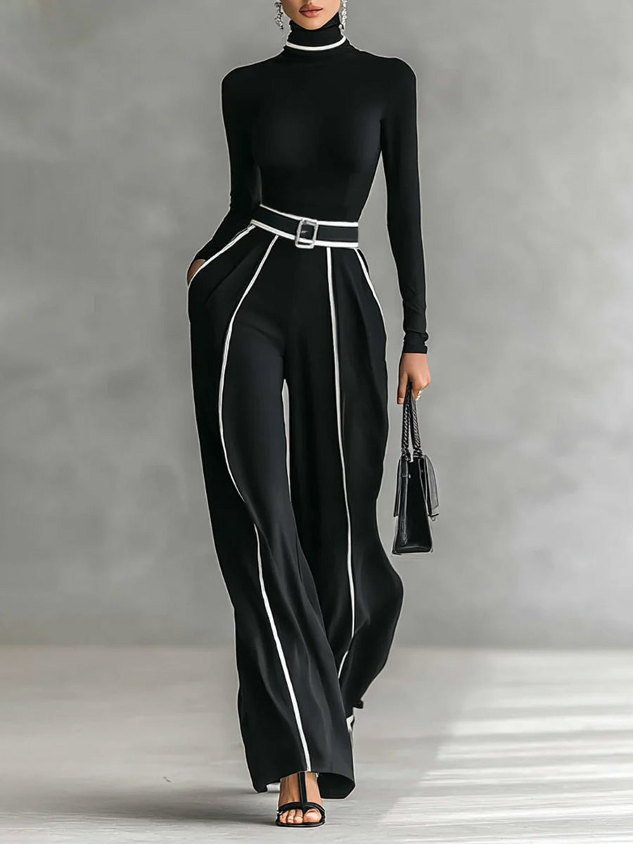 Elegant High Neck Slim Fit Long Sleeve Top