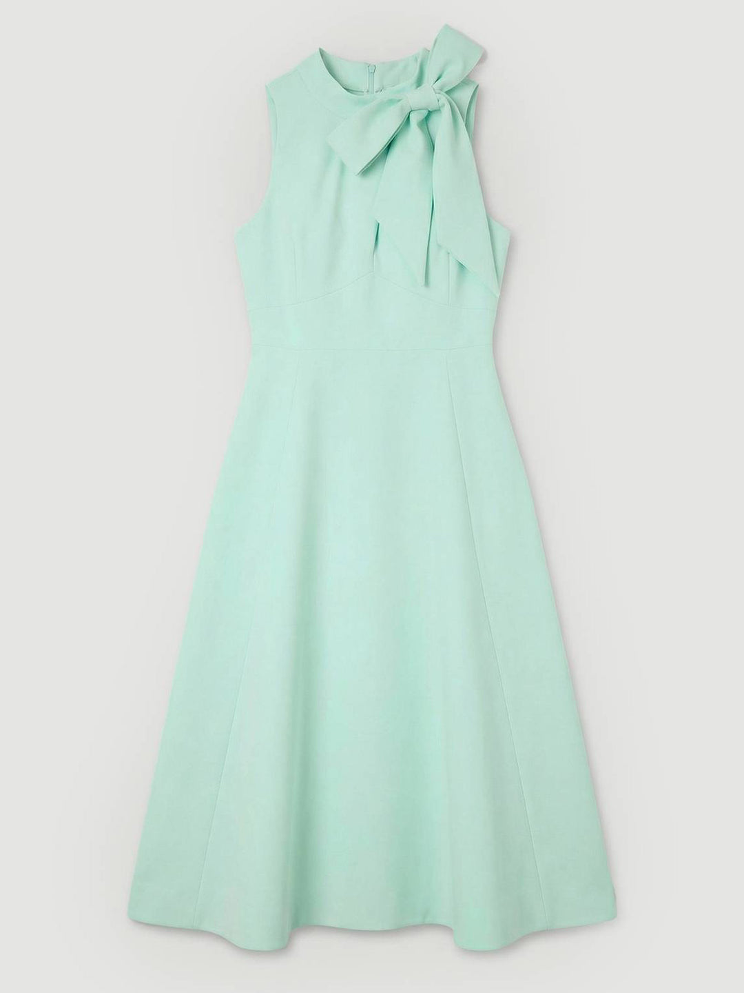 Elegant Sleeveless Bow Detail A-Line Midi Dress