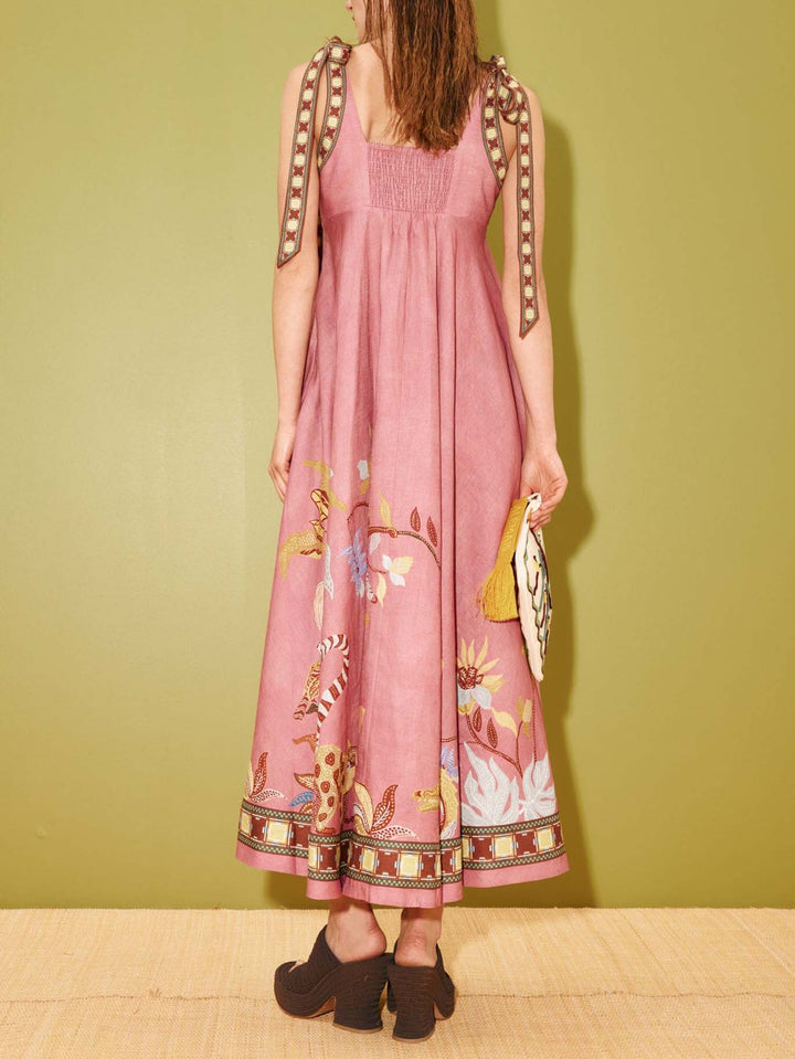 Unique Tropical Lizard Print Maxi Dress