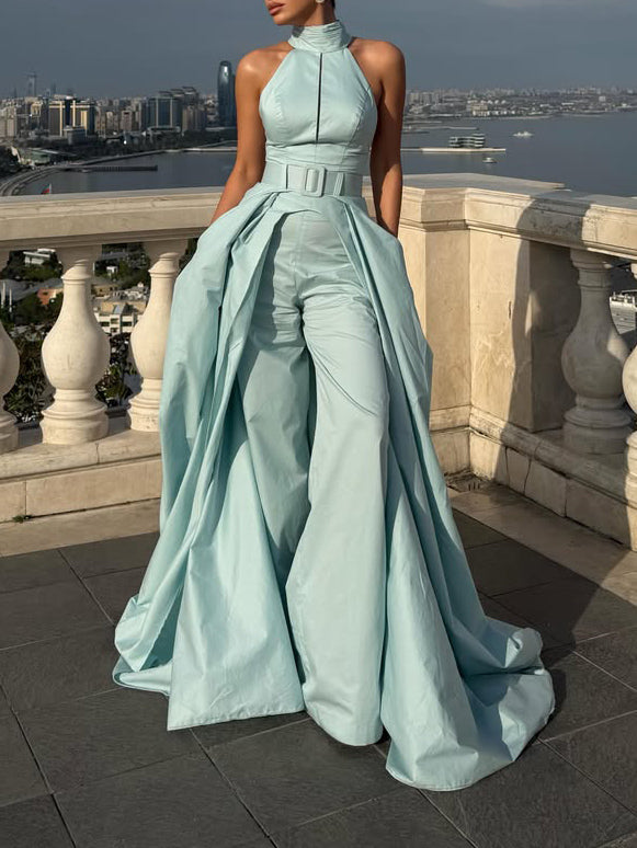 Elegant Halter Top & Wide-Leg Pants Two-Piece Set