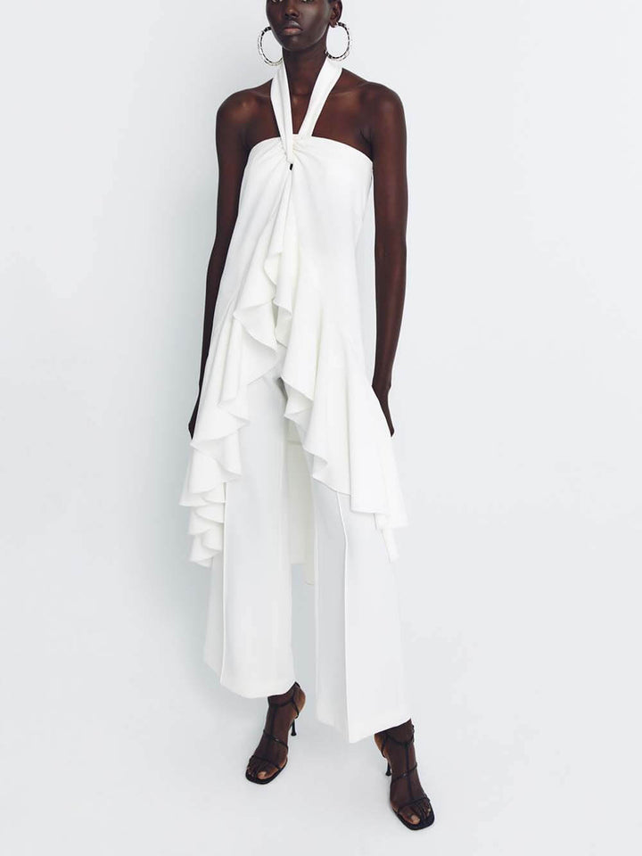 Classic High-Waist Pockets Wide-Leg Pants