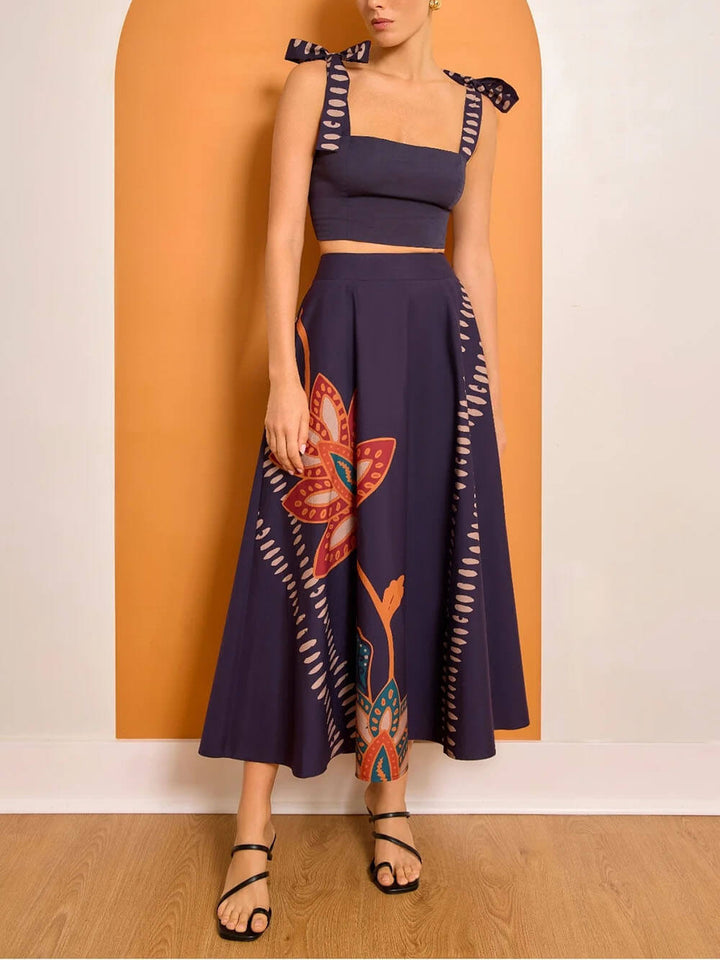 Exquisite Square Neck Bow-Tie Cropped Tank Top