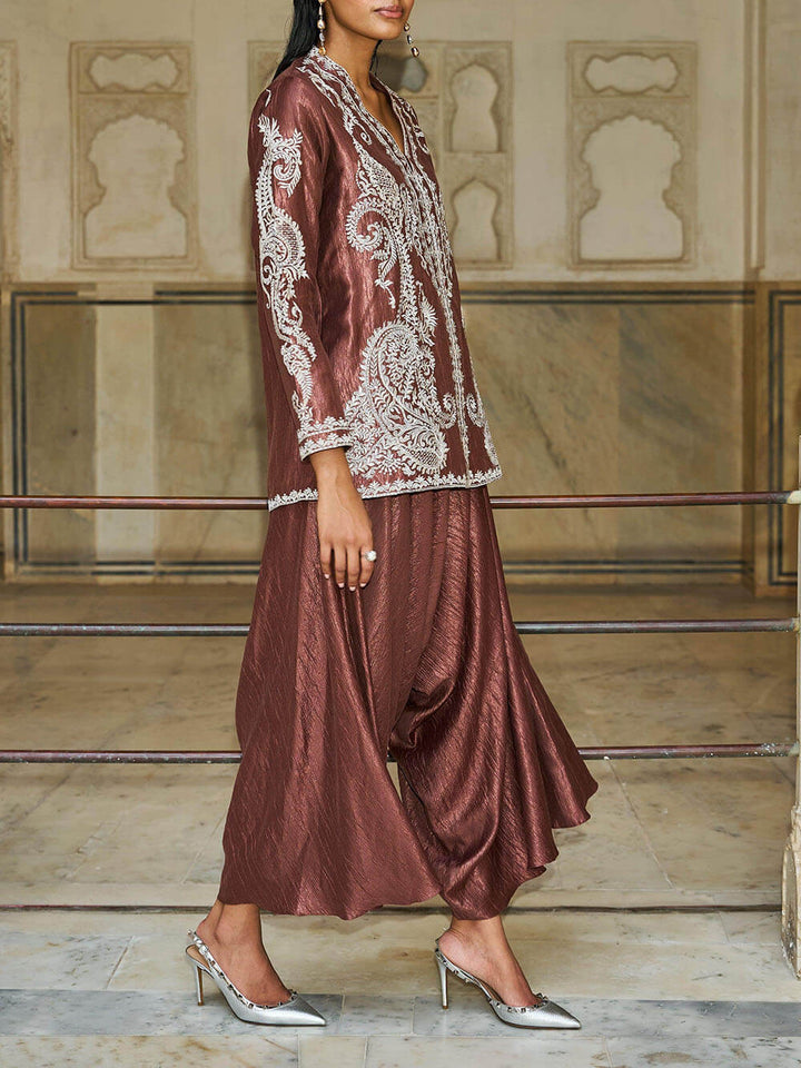 Unique Paisley Pattern Loose Pleated Harem Wide-Leg Pants