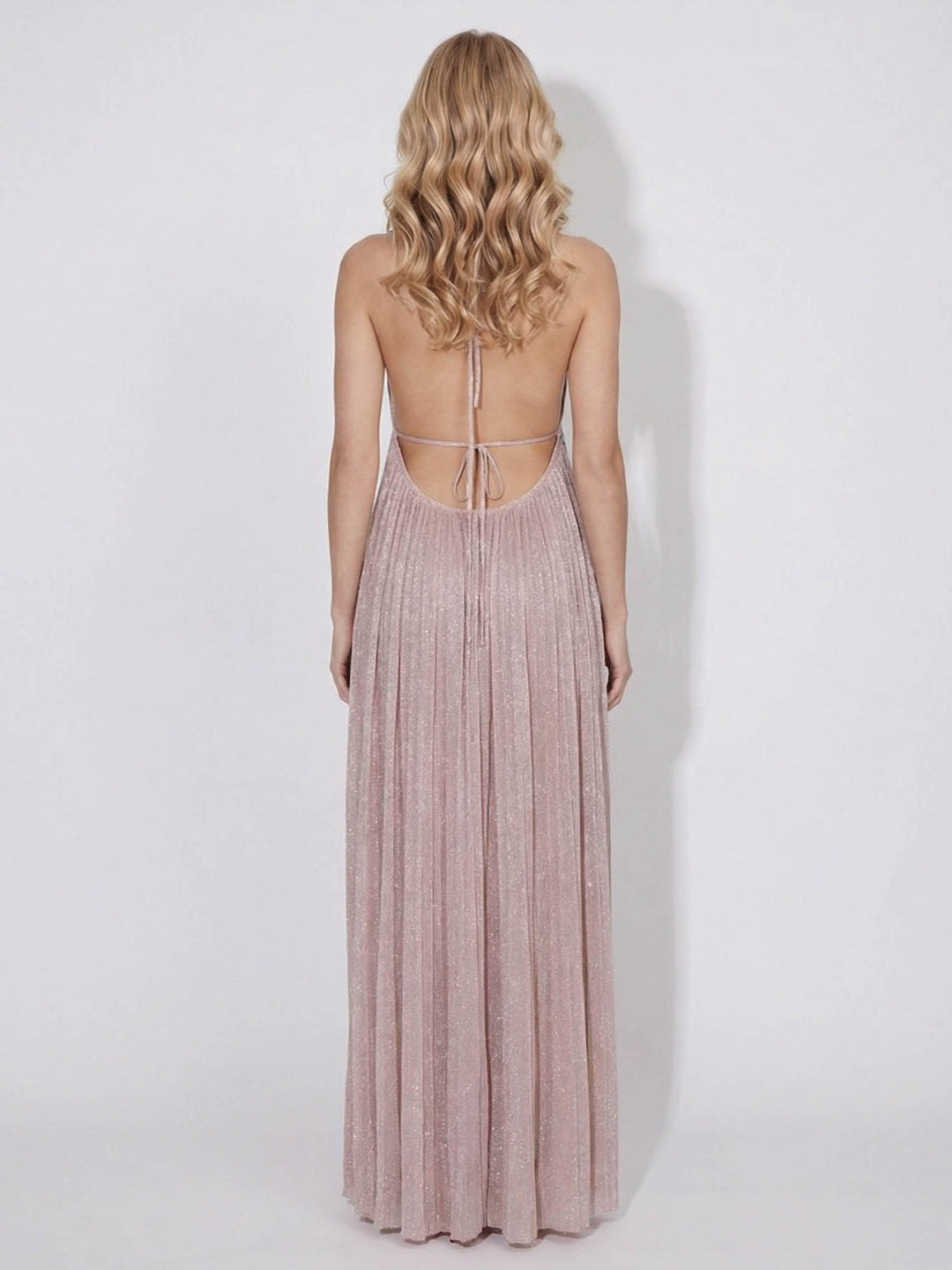 Elegant Tulle Pleated Evening Gown Maxi Dress