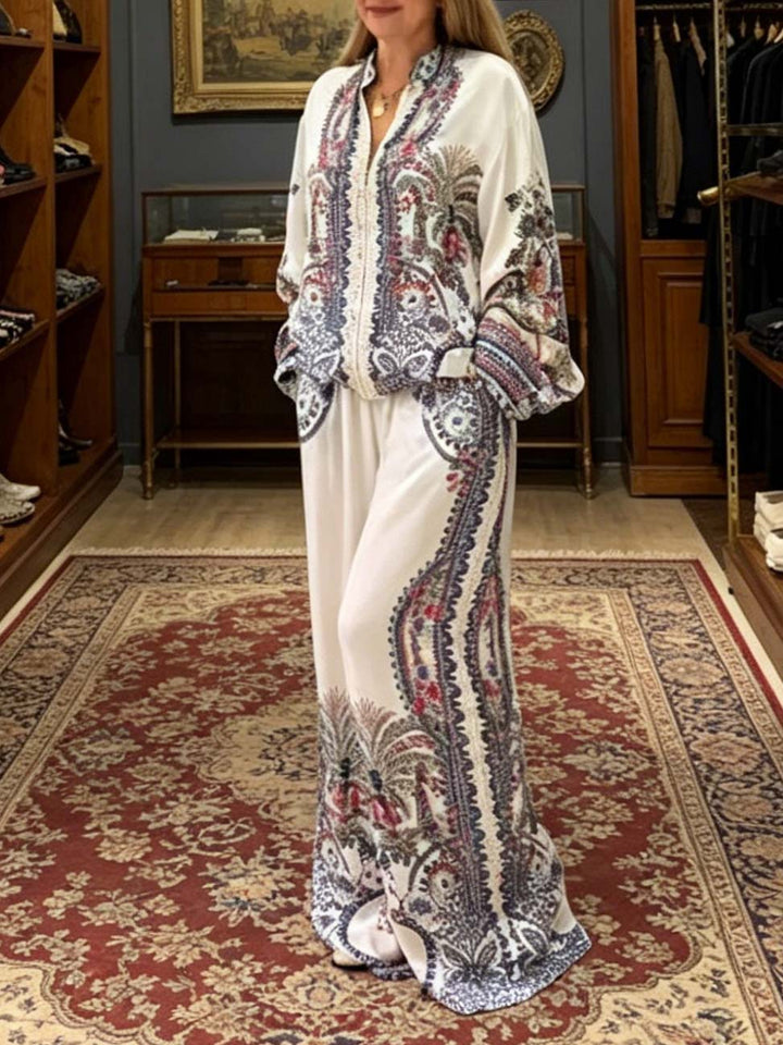 Elegant Paisley Print Wide Leg Pants
