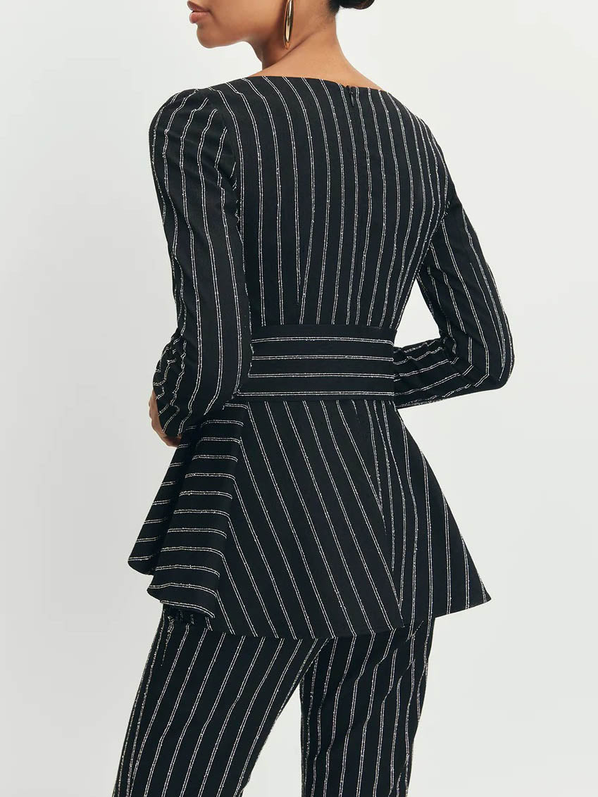 Elegant Striped High Waist Flared Pants