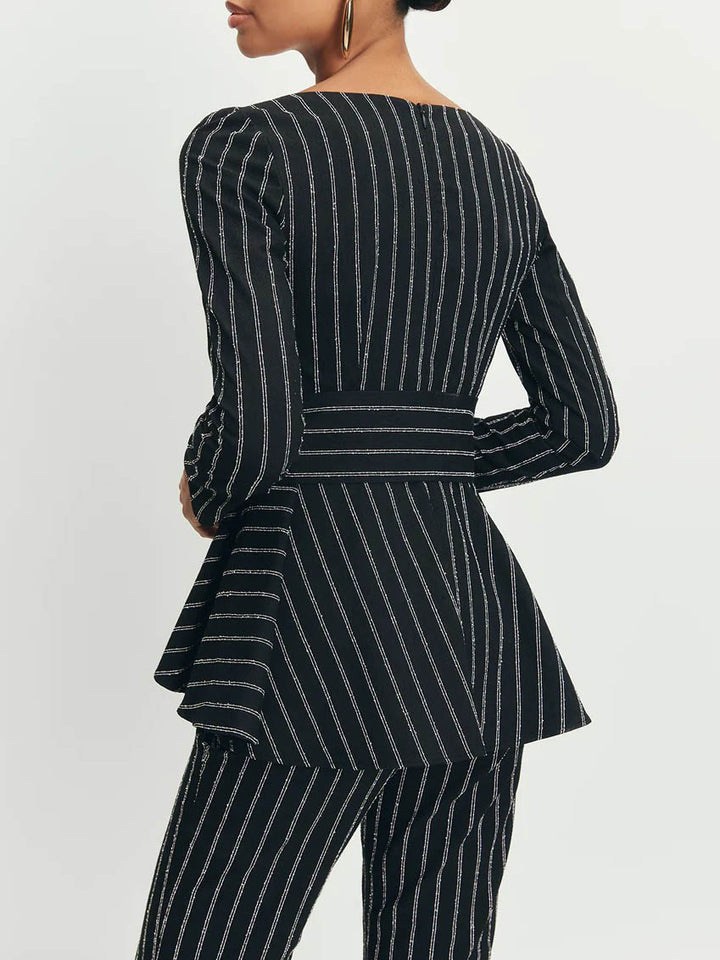 Elegant Striped High Waist Flared Pants